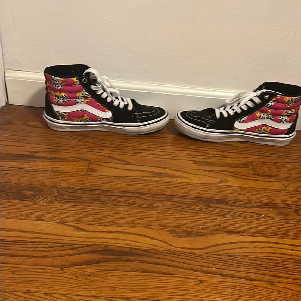 Vans High-Top Sneakers with Pink and Black Design